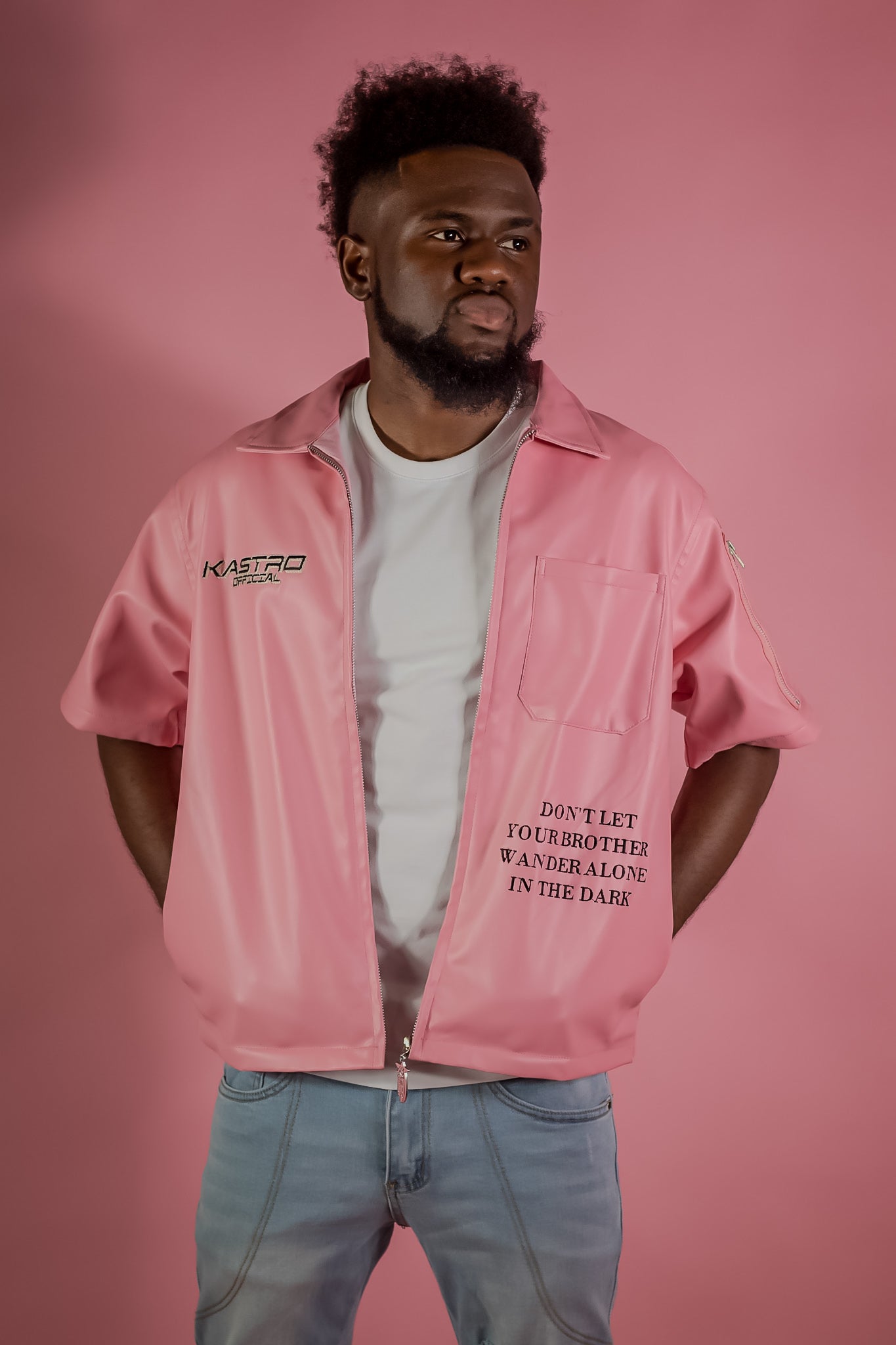 Statement leather shirt (Pink)