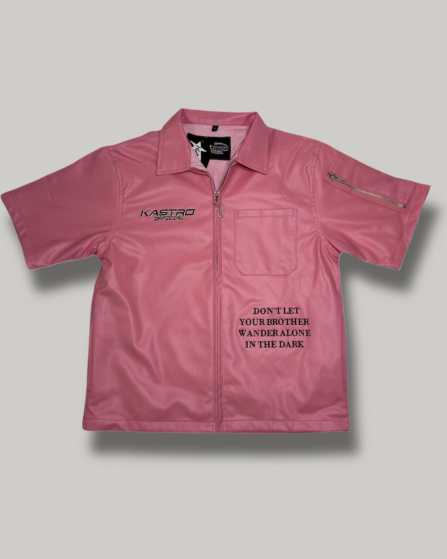 Statement leather shirt (Pink)