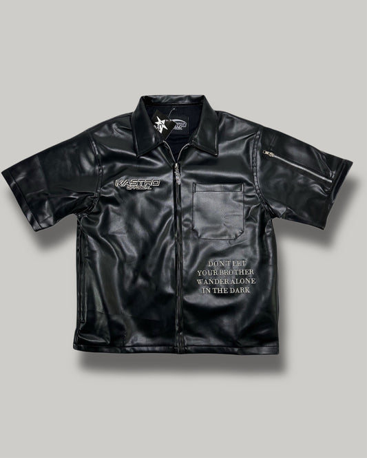 Statement leather shirt (Black)