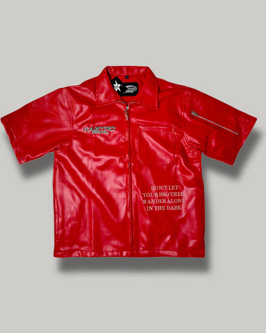 Statement leather shirt (Red)