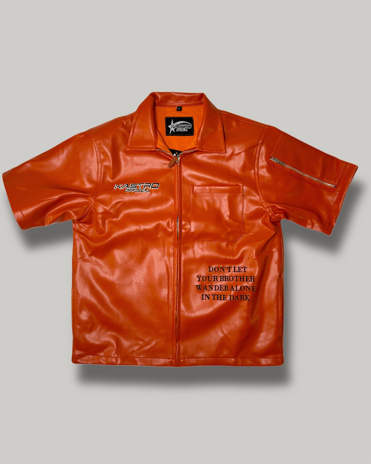 Statement leather shirt (Orange)