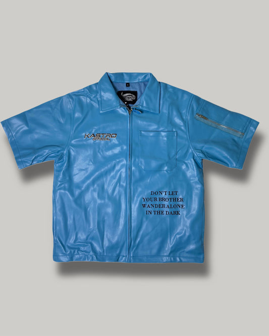 Statement leather shirt (Baby Blue)