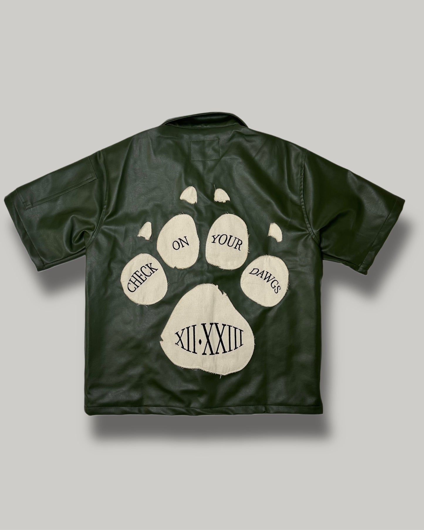 Statement leather shirt (Olive)