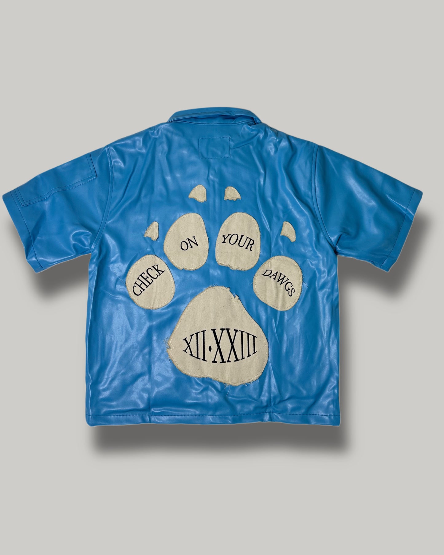 Statement leather shirt (Baby Blue)
