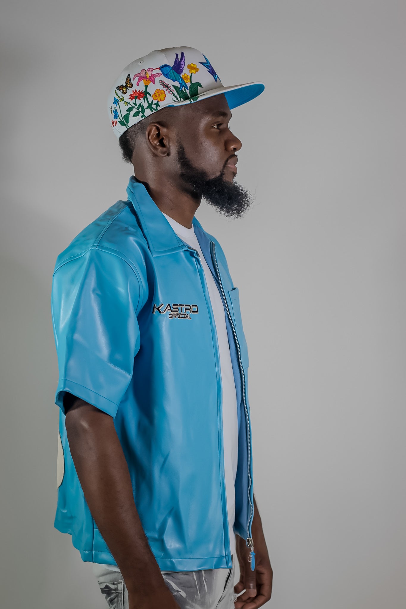 Statement leather shirt (Baby Blue)