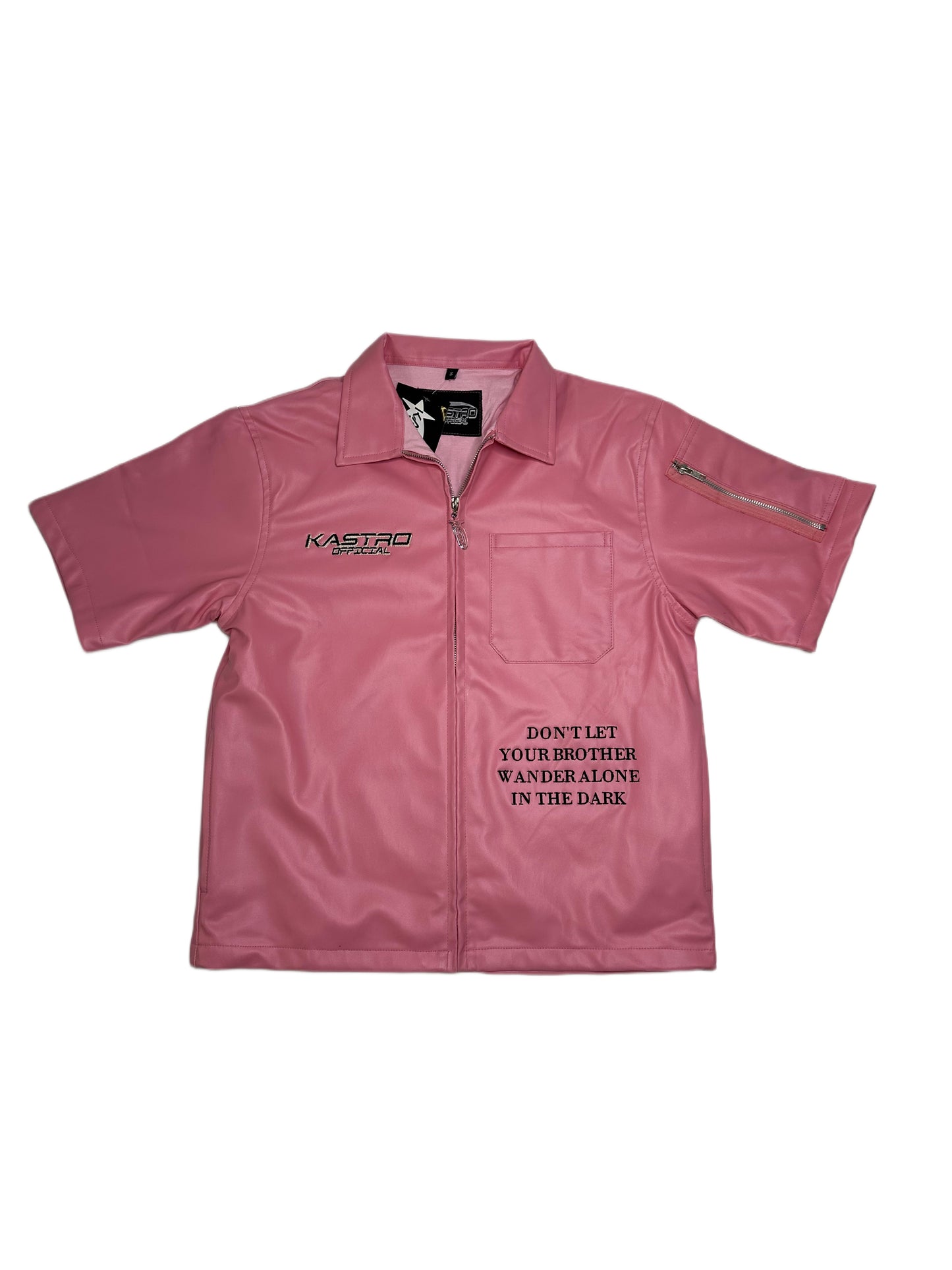 Statement leather shirt (Pink)