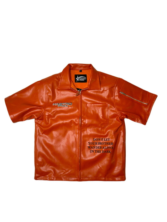 Statement leather shirt (Orange)