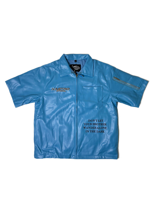 Statement leather shirt (Baby Blue)