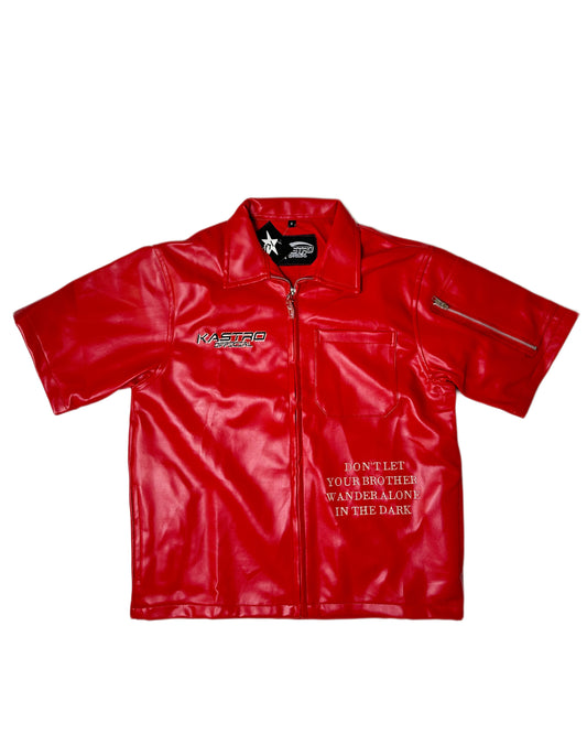 Statement leather shirt (Red)