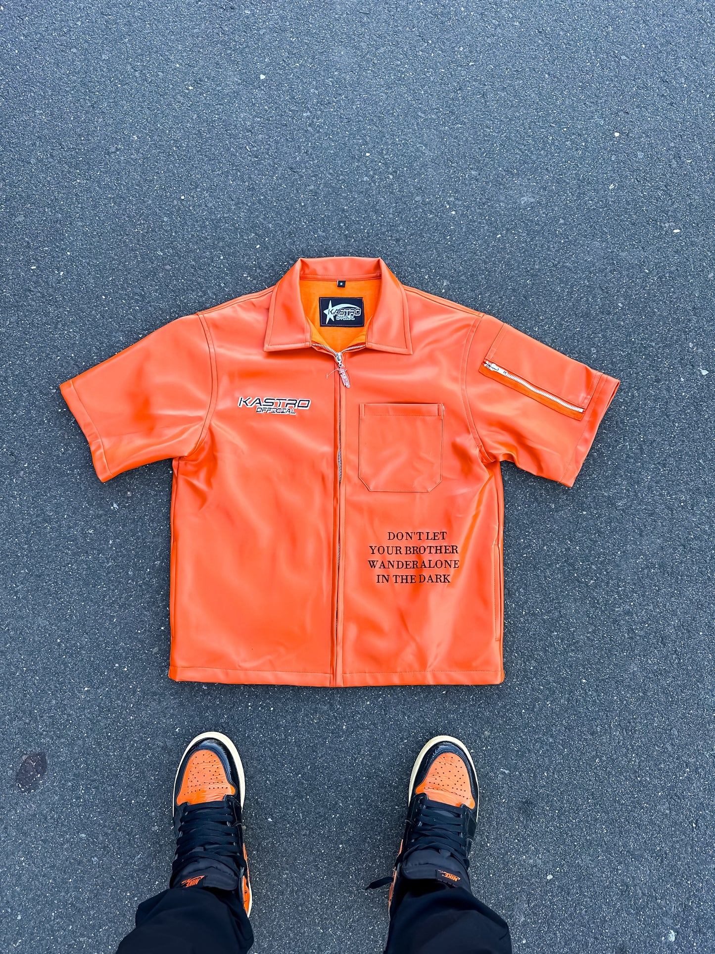 Statement leather shirt (Orange)